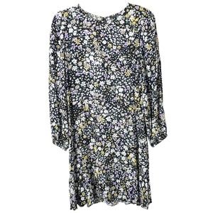 Ann Taylor Women's Flounce Floral Long Sleeve Shift Dress Back Zipper Size 2
